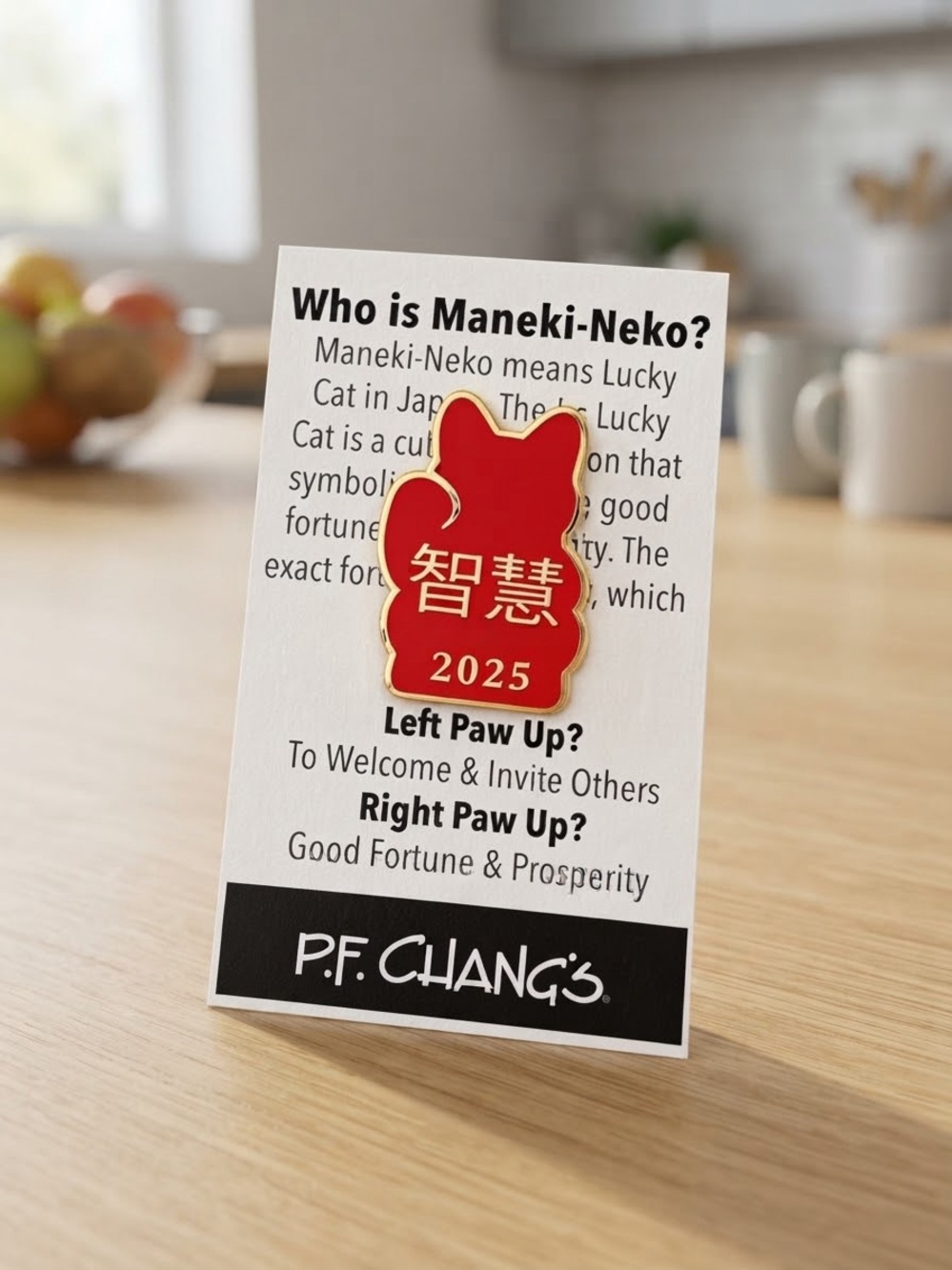 Red Maneki-Neko Cat Pin 2025